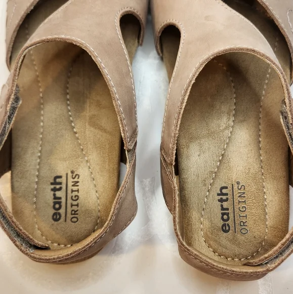 Earth Origins Etbirdine Comfort Support Tan Leather Slip On Sandal Size 7M - Picture 5 of 10